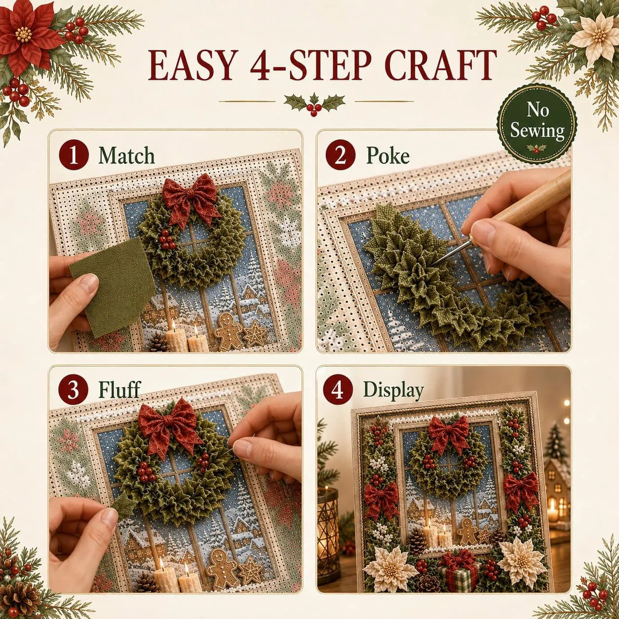 3D Christmas Fabric Poke Art Kit🖼️