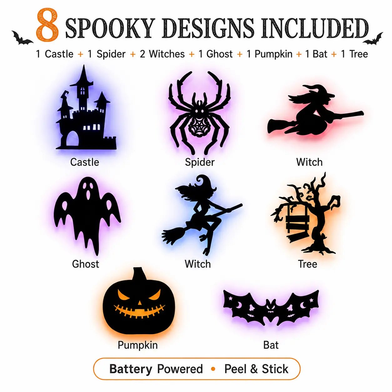 🎃 Halloween LED Silhouette Wall Light Stickers