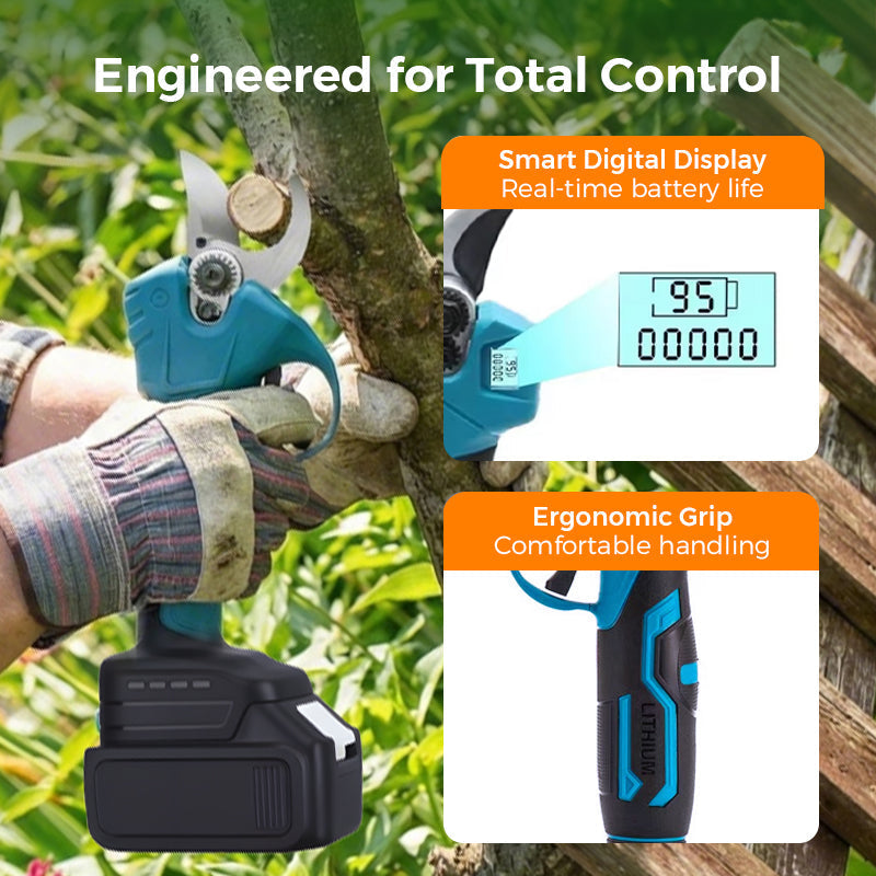 ELECTRIC PRUNING SHEARS - Cordless & 10mm Cutting Capacity, 2-Hour Fast Charge, Ergonomic Design for Garden and Orchard