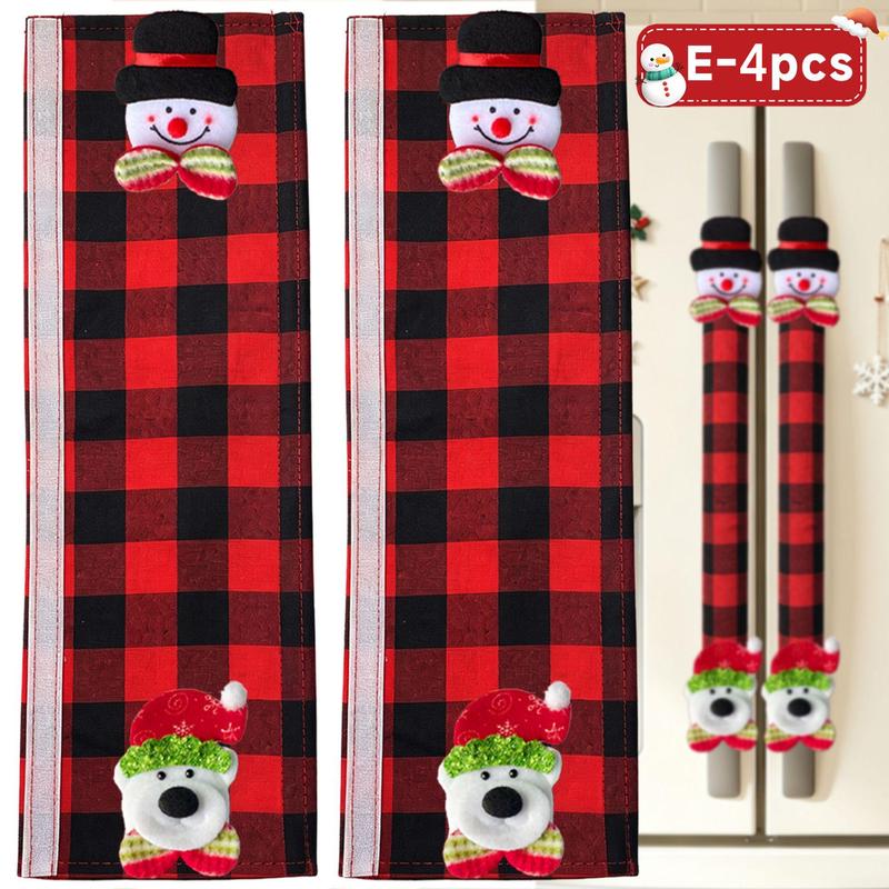 Christmas Refrigerator Handle Covers | Plush Plaid Wraps