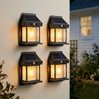 4‑Pack Solar Outdoor Wall Lights with Motion Sensor
