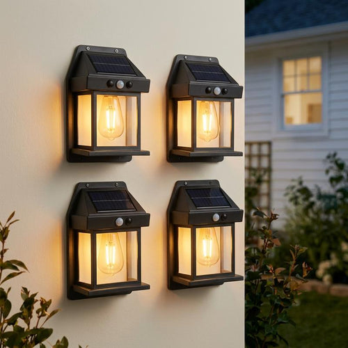 4‑Pack Solar Outdoor Wall Lights with Motion Sensor