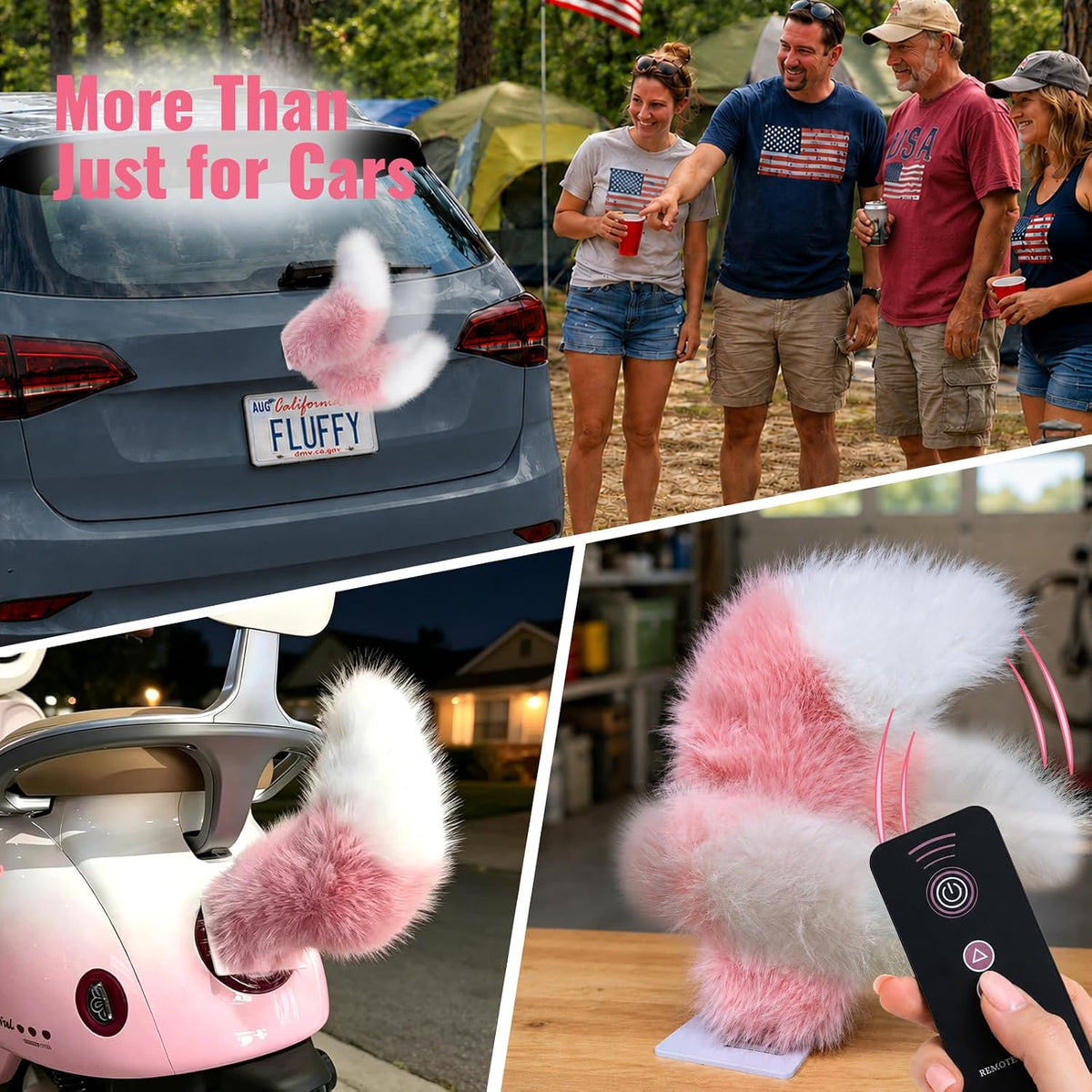 Electric Cat Tail for Car Decoration, Remote-Controlled Wagging Plush Tail for Car