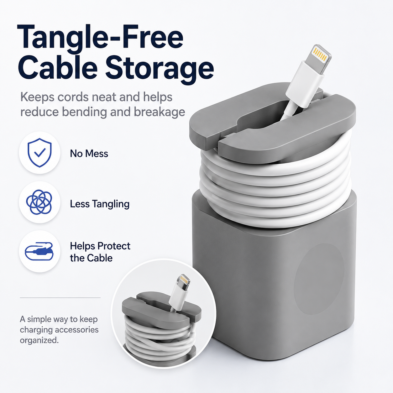 2-in-1 Silicone Charger Case with Cord Wrap