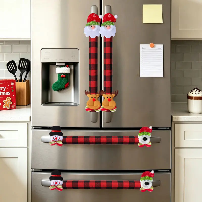Christmas Refrigerator Handle Covers | Plush Plaid Wraps