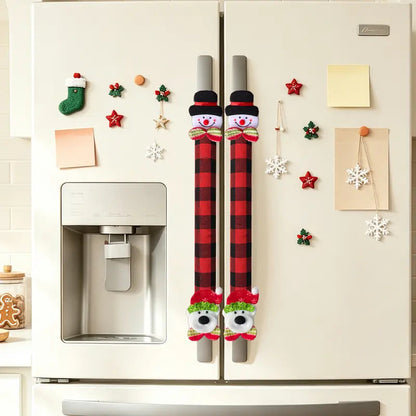 Christmas Refrigerator Handle Covers | Plush Plaid Wraps