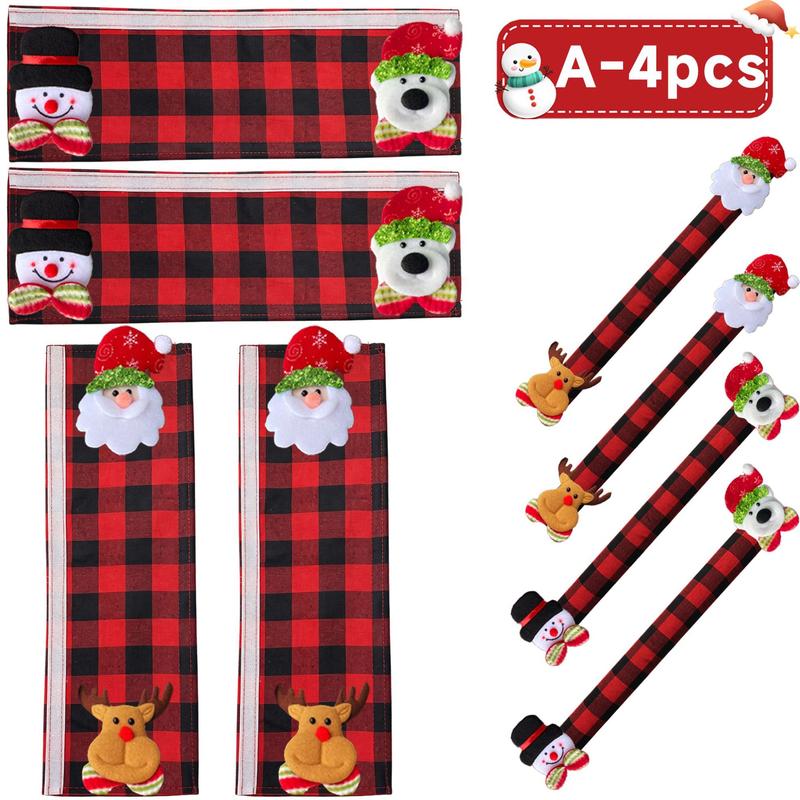 Christmas Refrigerator Handle Covers | Plush Plaid Wraps