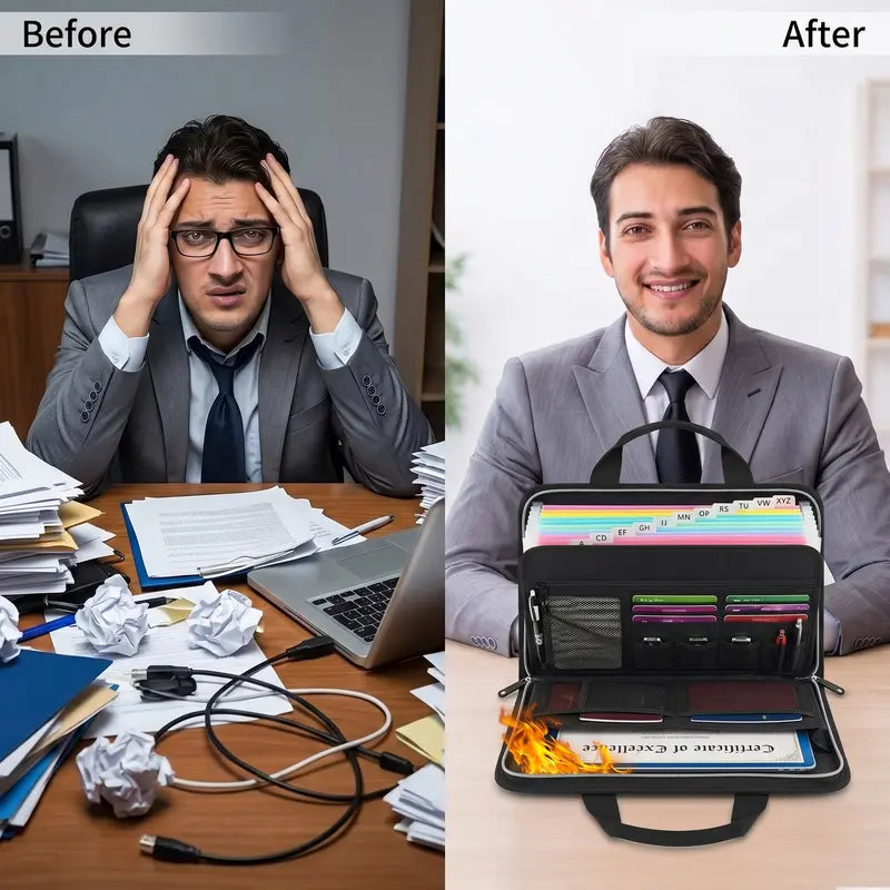 Fire-Resistant Document Organizer Bag