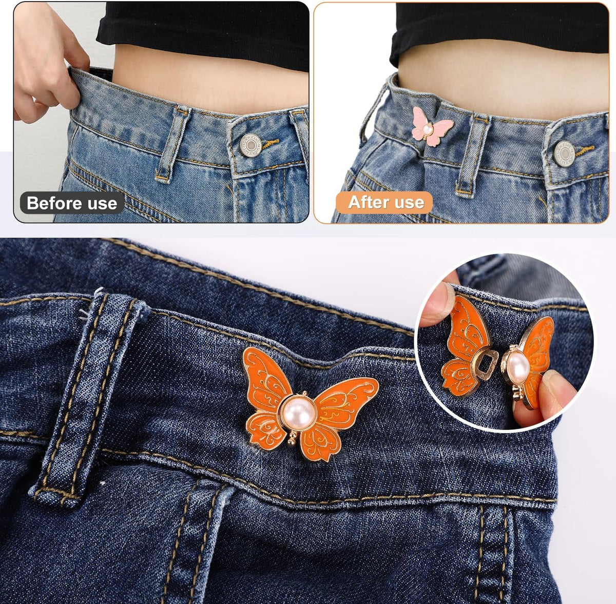 🦋Butterfly Clothing Clips - 8-Piece Fashion Waist Adjuster Set