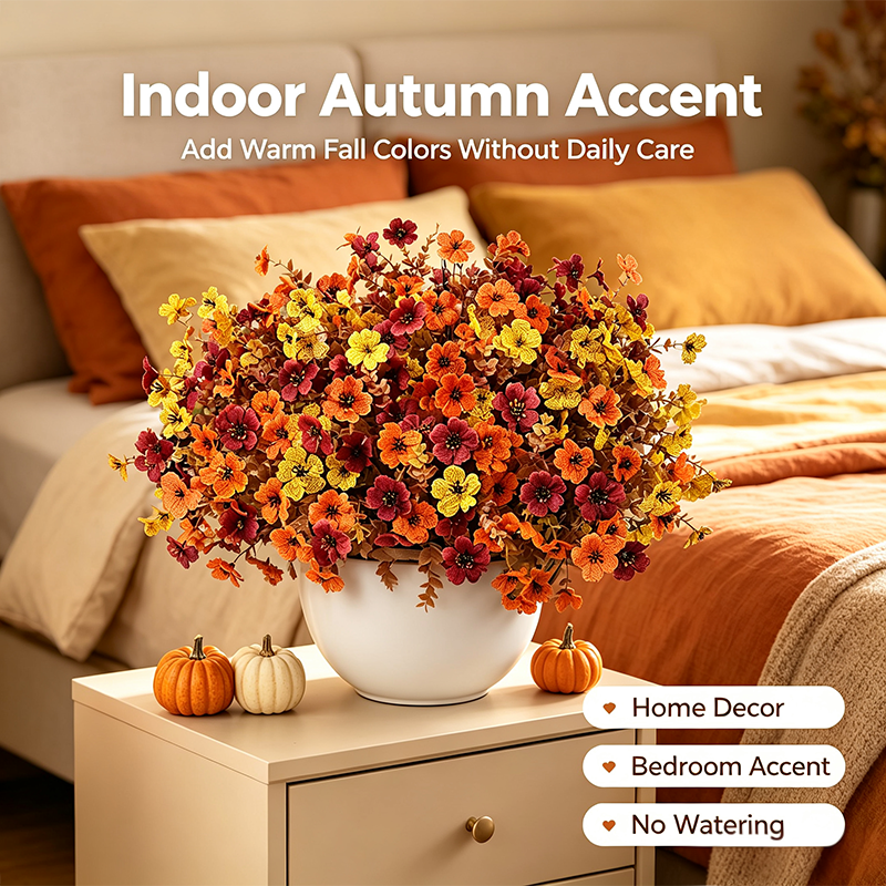 Fall Artificial Flower Halloween 6pcs, UV Resistant Colorful Fake Flower🍂