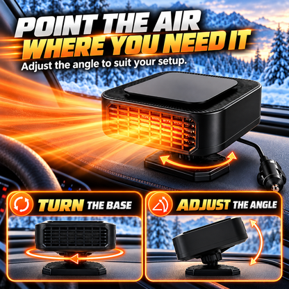 Portable Car Heater Defroster with 360-Degree Rotating Base