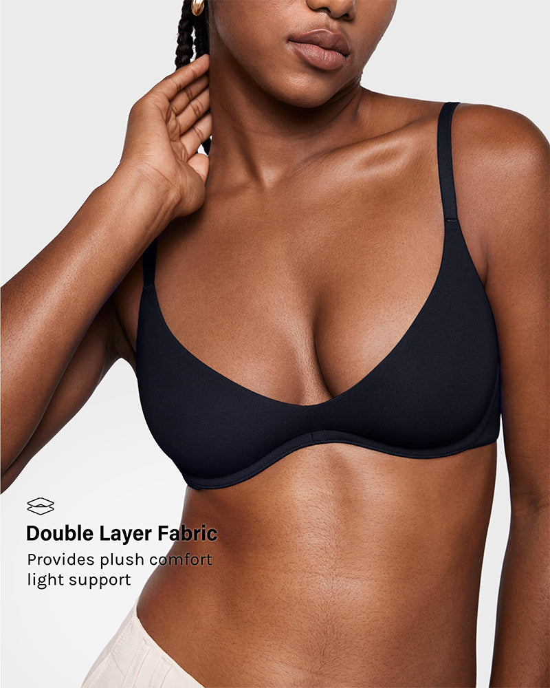Unlined Plunge Balconette Bra with Underwire