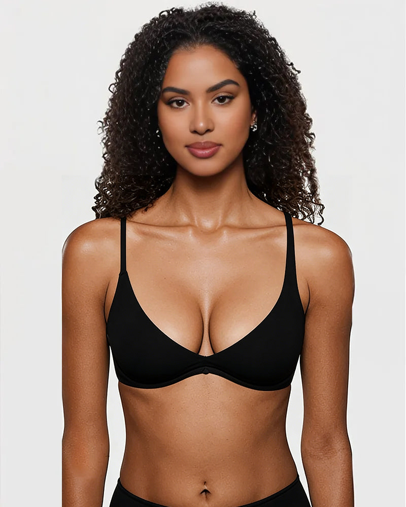 Unlined Plunge Balconette Bra with Underwire