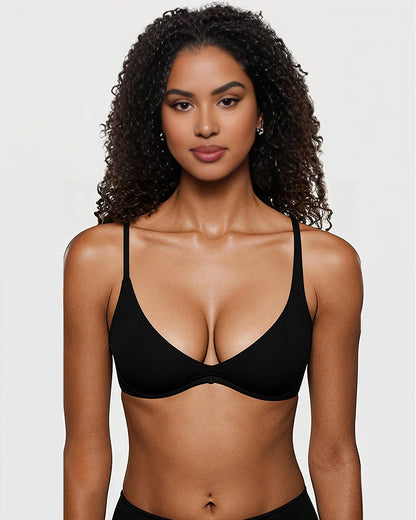 Unlined Plunge Balconette Bra with Underwire