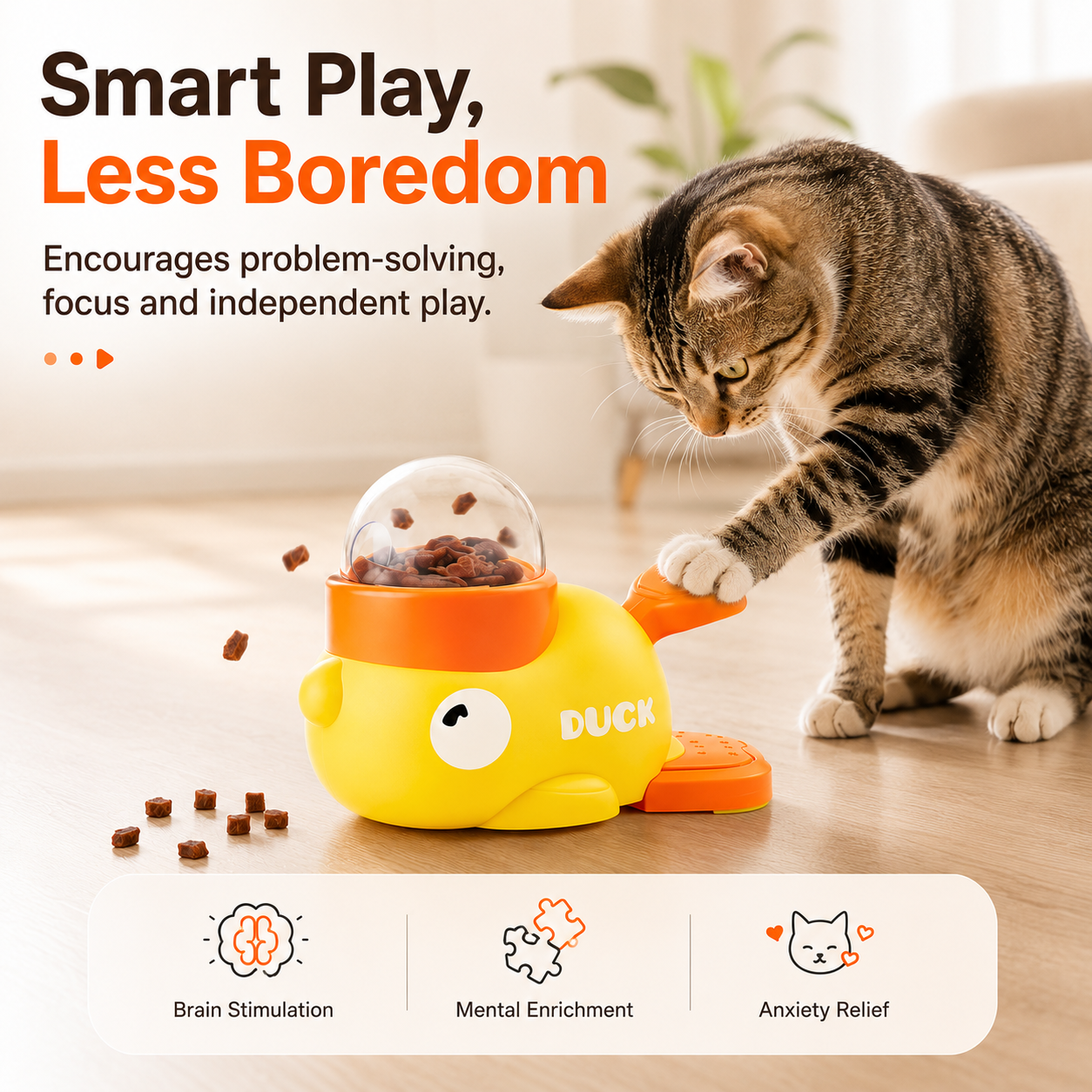🦆 Duck Puzzle Feeder – IQ Treat Toy for Cats & Small Dogs