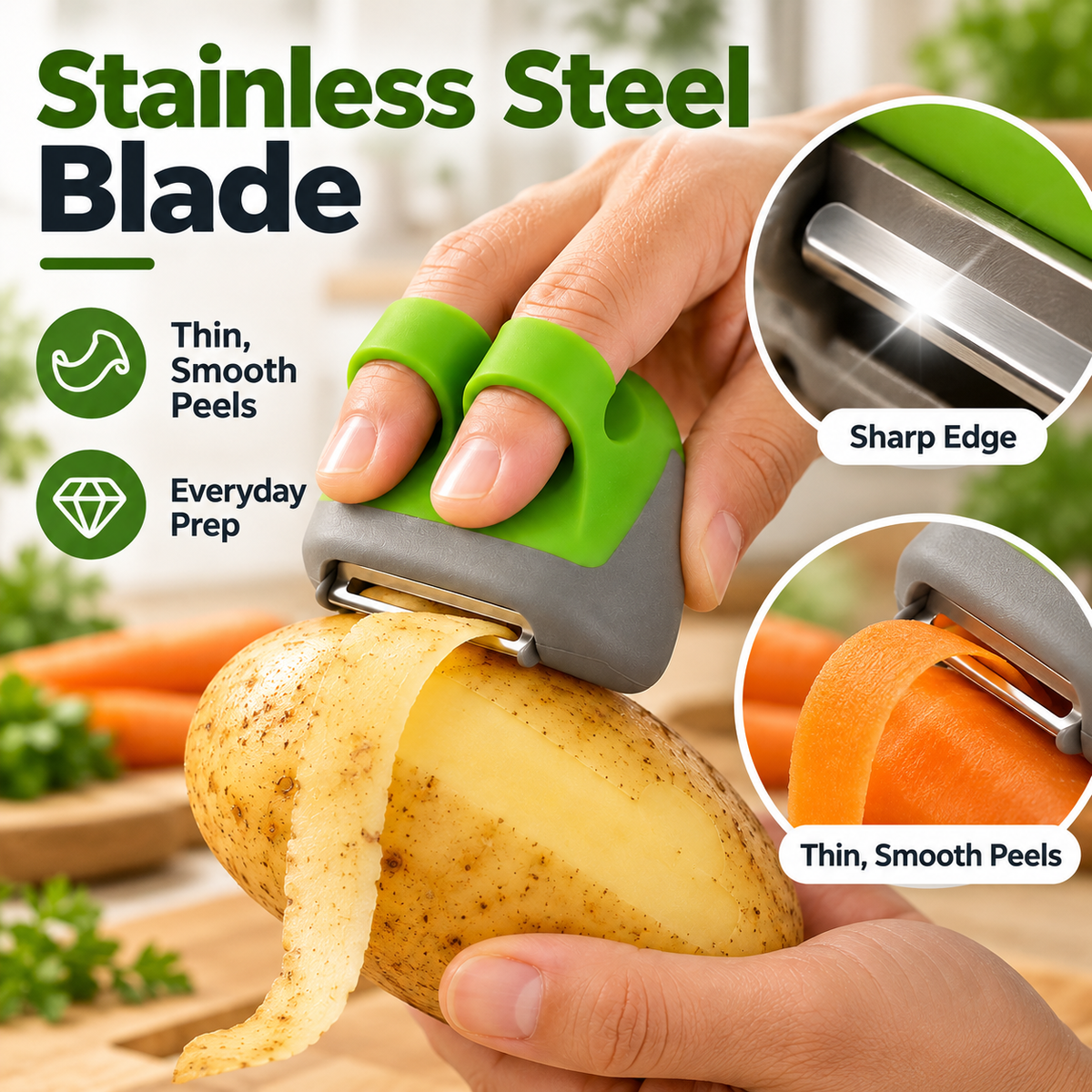 🥔 Soft Grip Palm Vegetable Peeler Set, Handheld Fruit and Veggie Peeler