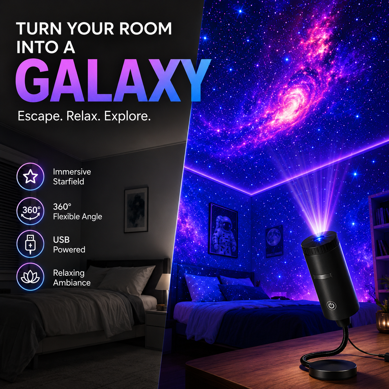 ✨ Plug-and-Play HD Star Projector
