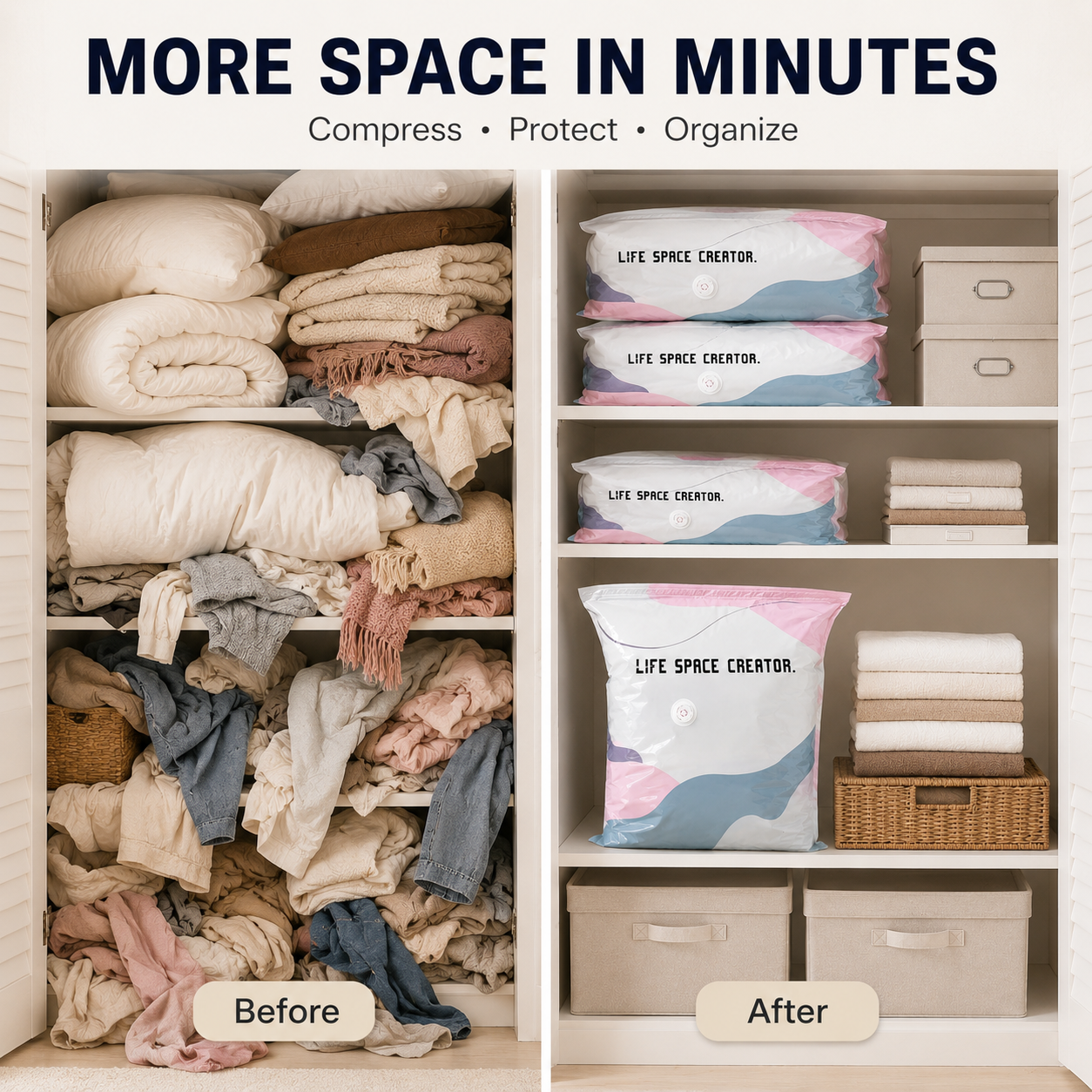No-Pump 3D Vacuum Storage Bags