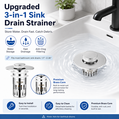 The Ultimate 3-in-1 Pop-Up Sink Strainer
