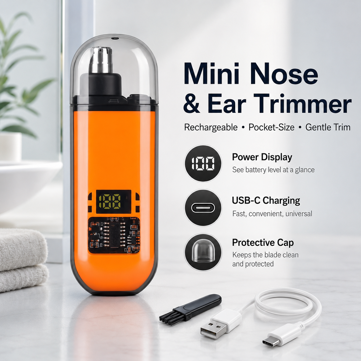 Professional LED Display Nose Hair Trimmer