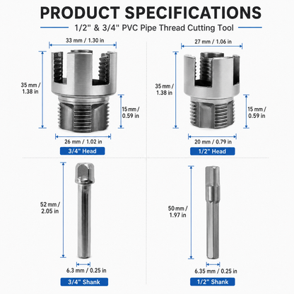 🔧 PVC Pipe Threading Tool – Integrated Internal & External Thread Cutter for Plumbing DIY Repairs