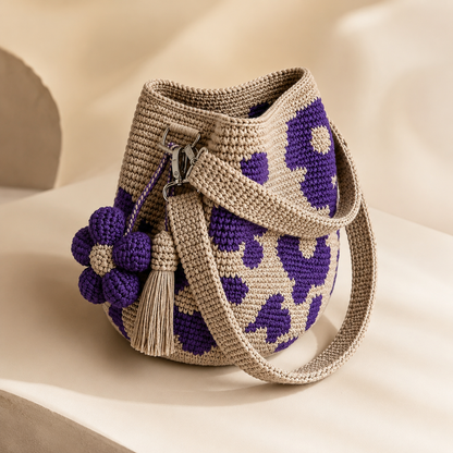 Handwoven Flower Bucket Bag, Boho Lightweight Crossbody Crochet Shoulder Bag👜