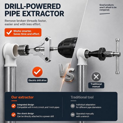 🔧 Broken Pipe Thread Extractor | Drill-Powered Nipple Remover