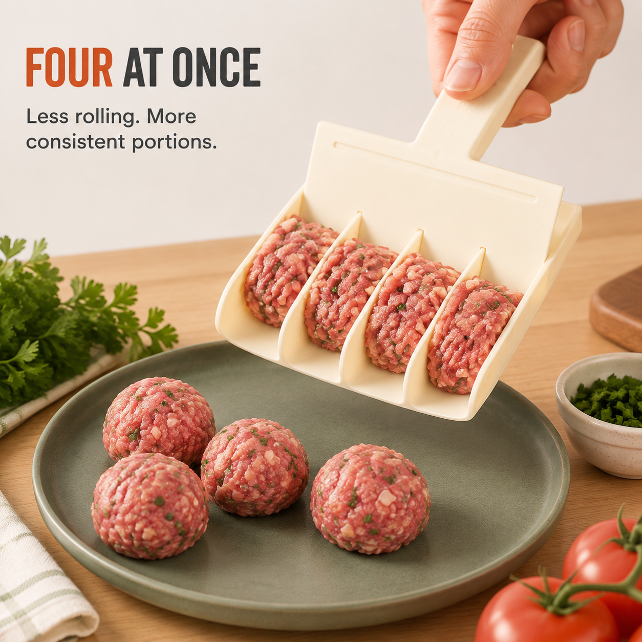 4-at-a-Time Nonstick Meatball Maker Scoop – 2-Pack
