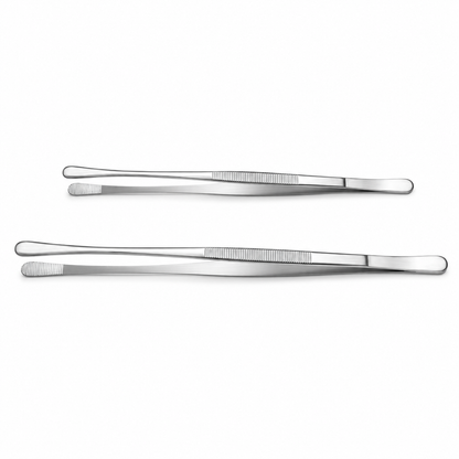 Fine Long Tweezer Tongs Professional Black Set,12'' and 10'' Stainless Steel