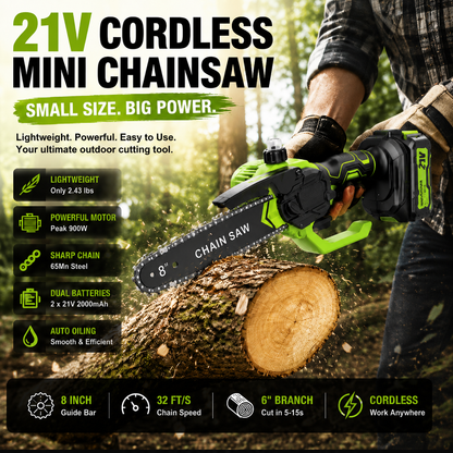 Mini Chainsaw 🔋 8-Inch Portable Electric Chainsaw for Tree Trimming & DIY  URL Handle