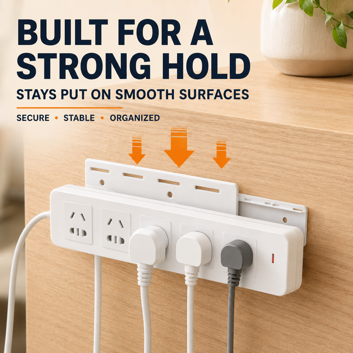 10-Pack No-Drill Power Strip Holders – Peel, Stick & Organize