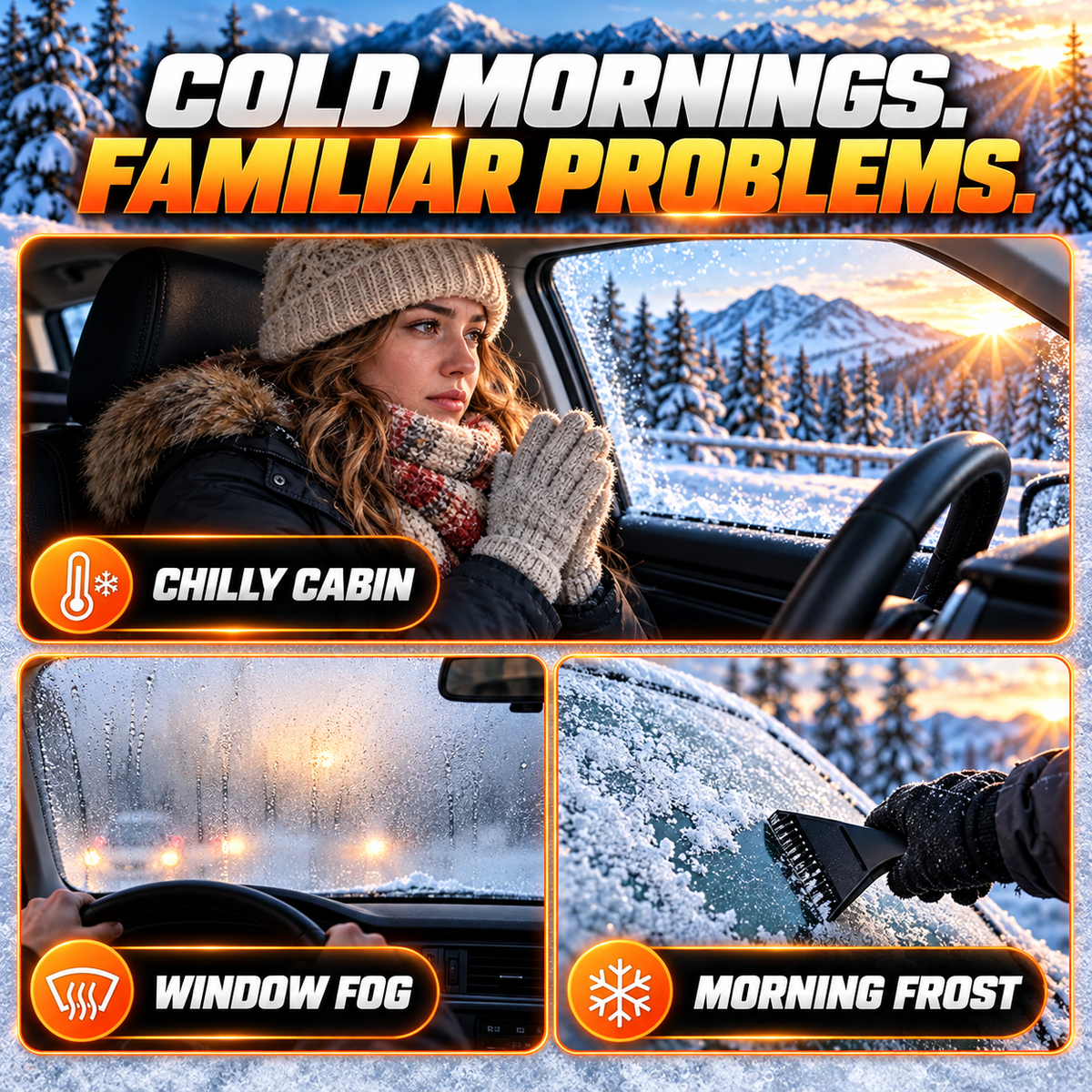 Portable Car Heater Defroster with 360-Degree Rotating Base