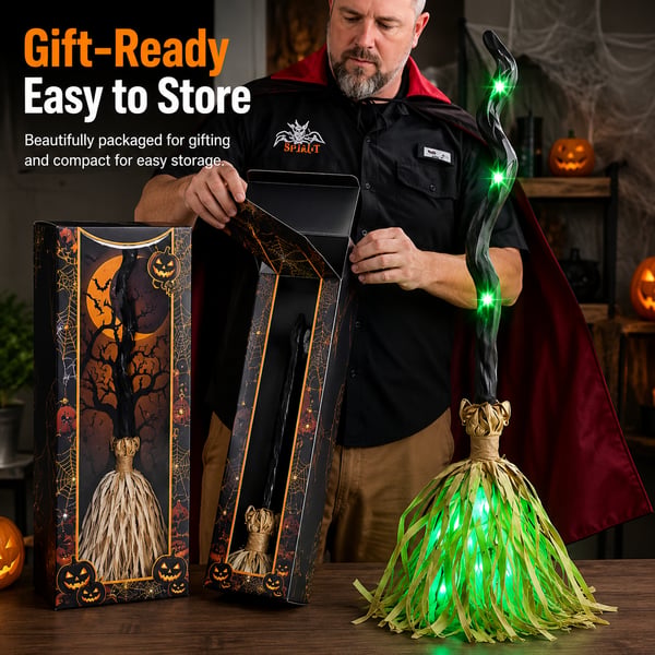 Animated Moving Witch Broom⭐Light‑Sound‑Motion