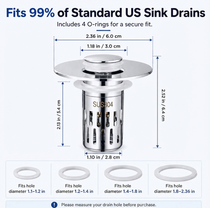 The Ultimate 3-in-1 Pop-Up Sink Strainer