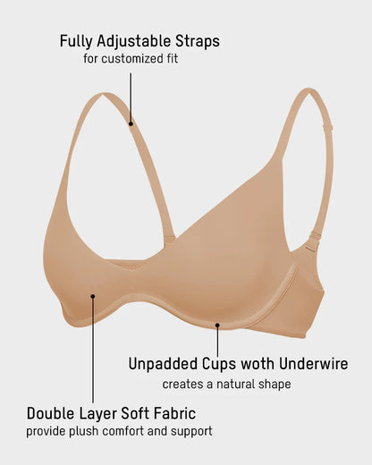 Unlined Plunge Balconette Bra with Underwire