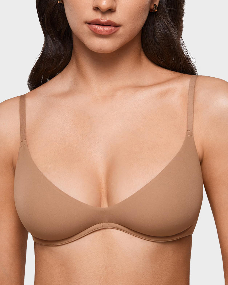 Unlined Plunge Balconette Bra with Underwire