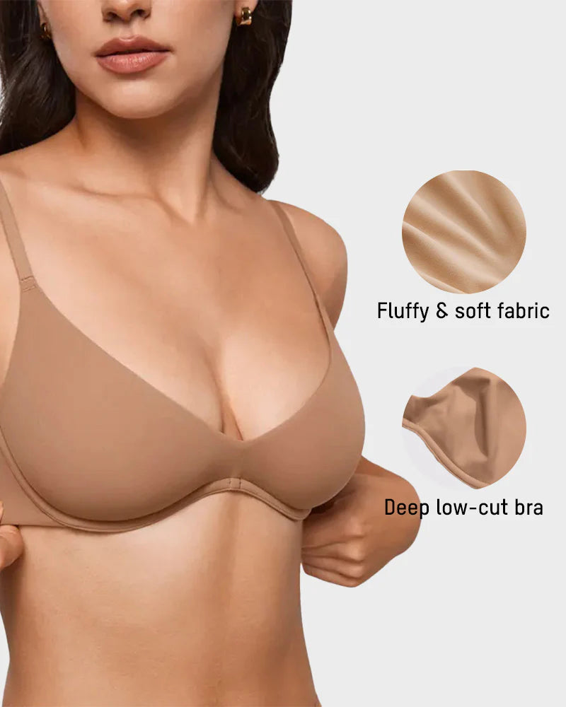 Unlined Plunge Balconette Bra with Underwire
