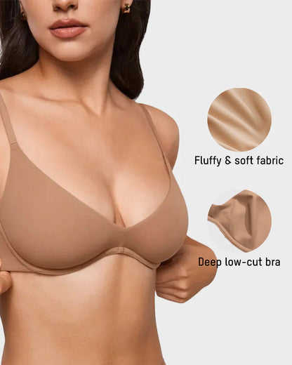 Unlined Plunge Balconette Bra with Underwire