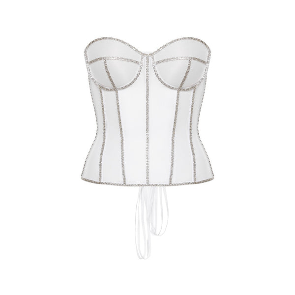 Rhinestone Bustier White