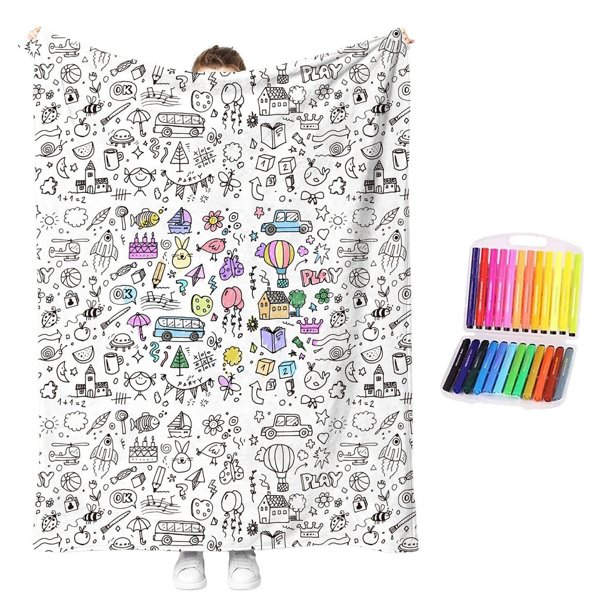 DIY Coloring Blanket with 12 Markers