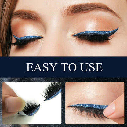 REUSABLE SELF-ADHESIVE EYELINER AND EYELASH STICKERS WITH GLITTER