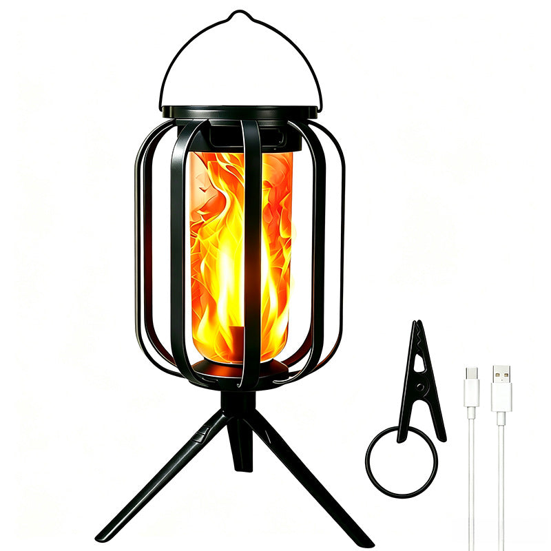 Solar Flame Garden Lantern – Realistic Dancing Flame, Solar & USB Charging