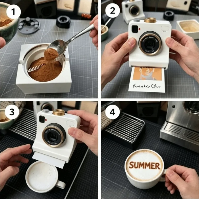 3D Printed Latte Art Camera – Easy Coffee Stencil Tool