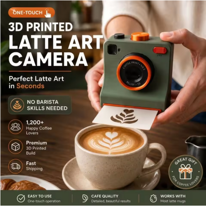 3D Printed Latte Art Camera – Easy Coffee Stencil Tool