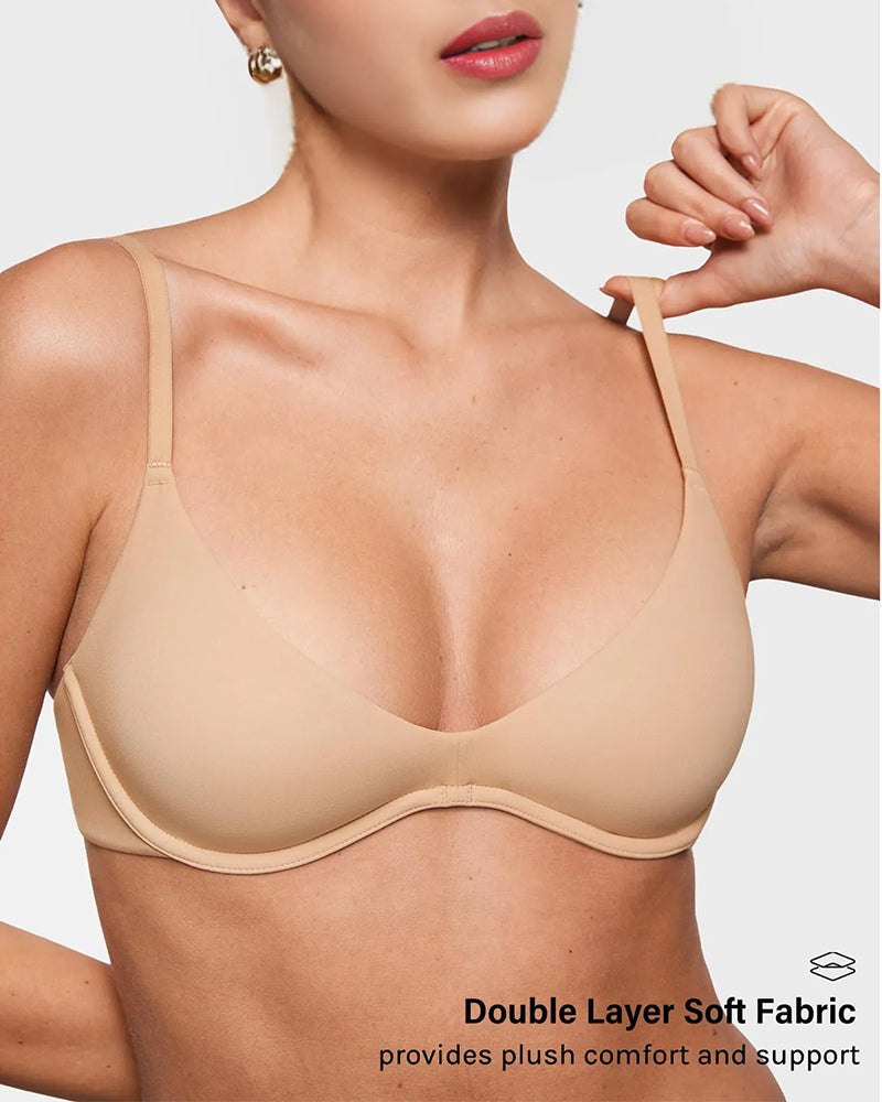 Unlined Plunge Balconette Bra with Underwire