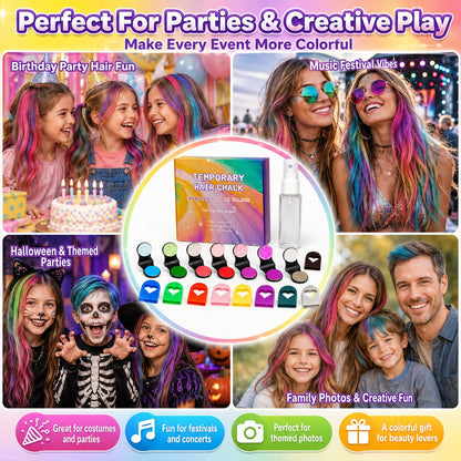 🌈12-Color Temporary Hair Chalk Applicator Set