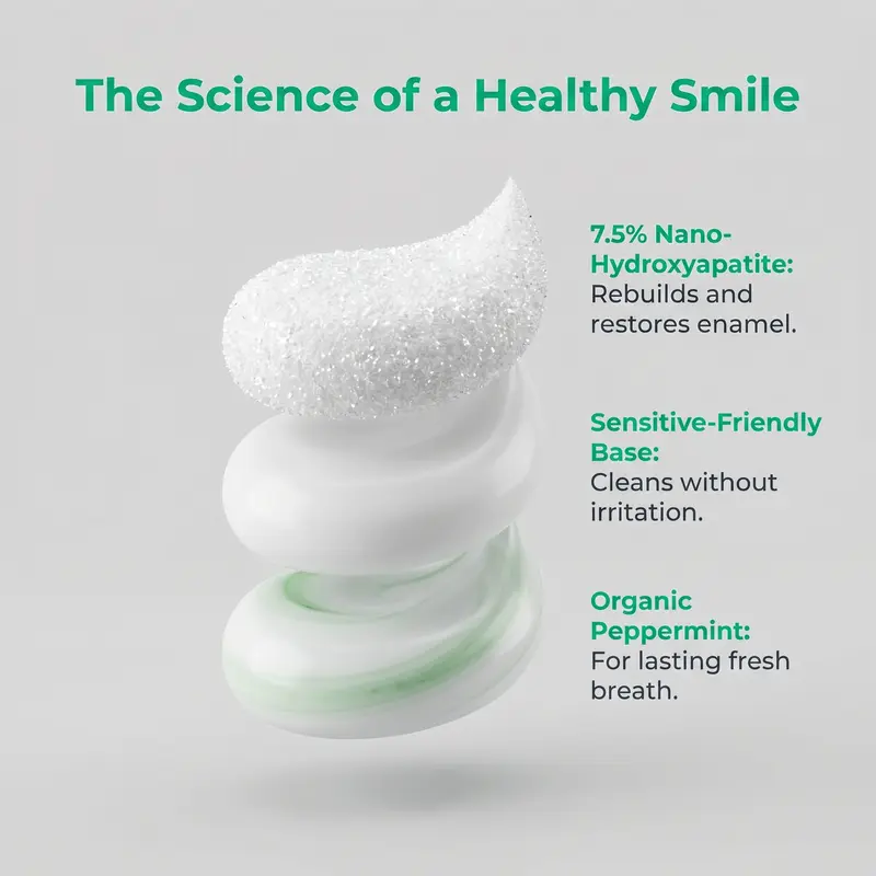 Nano Hydroxyapatite Fluoride-Free Toothpaste, Strengthens Enamel & Freshens Breath 🦷