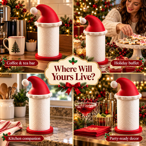 Santa Hat Paper Towel Holder  Festive Kitchen Decor 🎅🎄