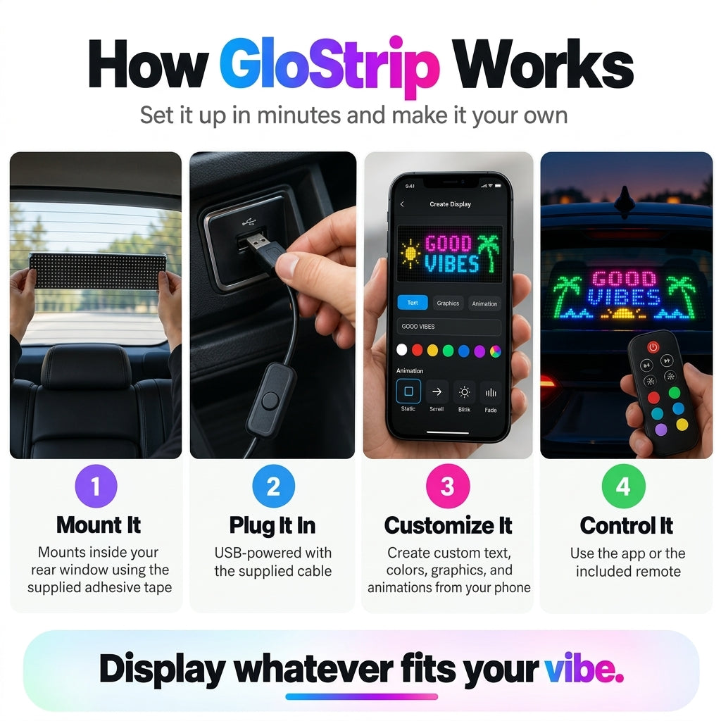 🚗 RGB Pixel LED Car Window Display | Custom Messages, Emojis & Animations 🌈