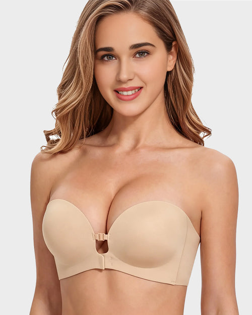 Strapless Front Closure Wireless Push-Up Bra